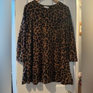 Leopard Print Long Sleeve light sweater dress perfect